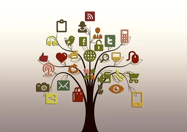 Smartphone showing social media marketing for business growth